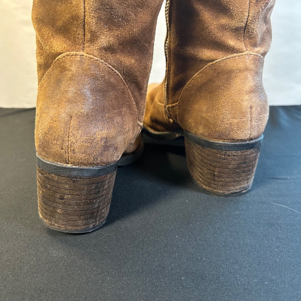 Born Brown Suede Over The Knee Riding Boots Lace Up Back Size 6.5M - Picture 8 of 13